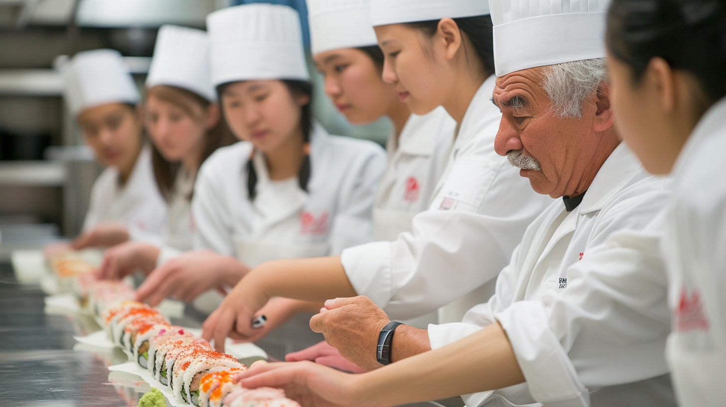 picture of Sushi chefs in class