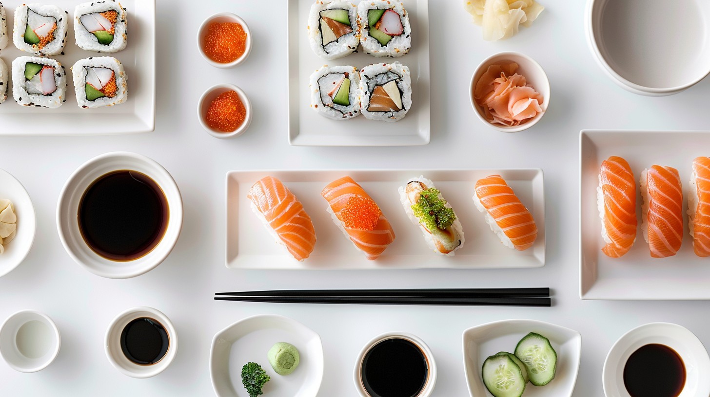 Display of artisan sushi